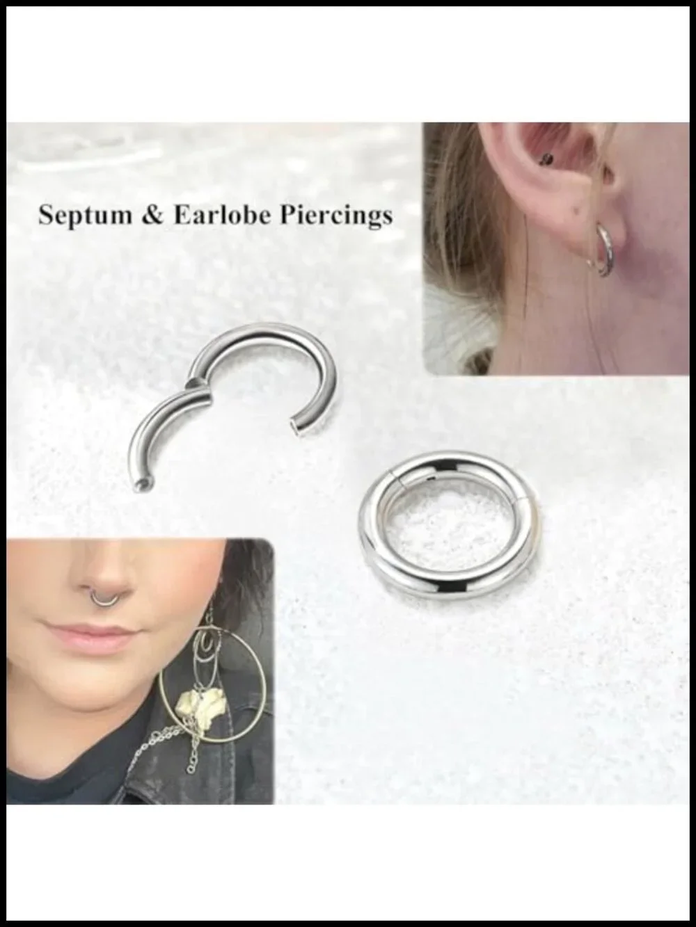 12g Titanium Clicker Septum Ring Hinged Hoop Piercing Jewelry